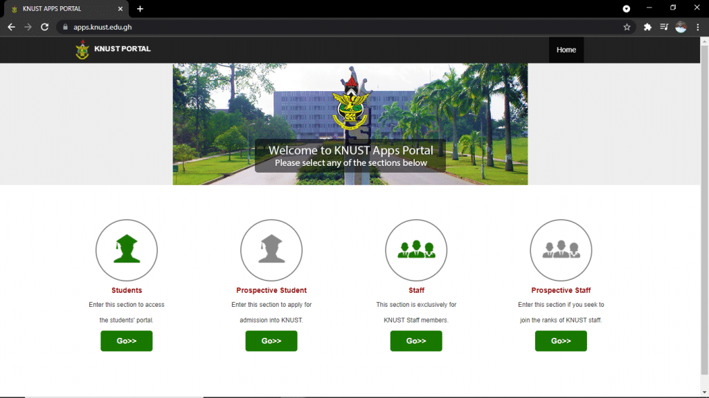 KNUST STUDENTS PORTAL: Knust Portals Page